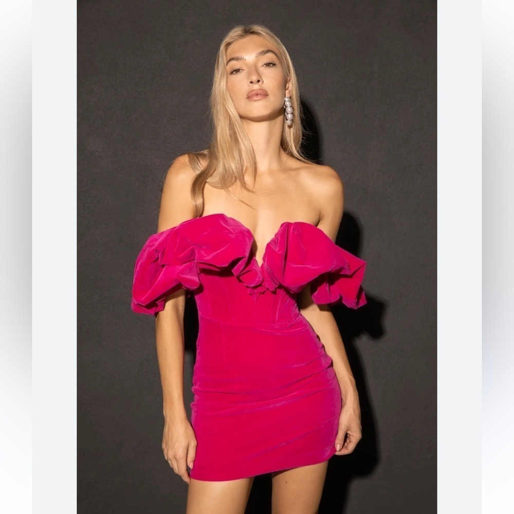 Line & Dot hot pink fuchsia golden hour dress Small